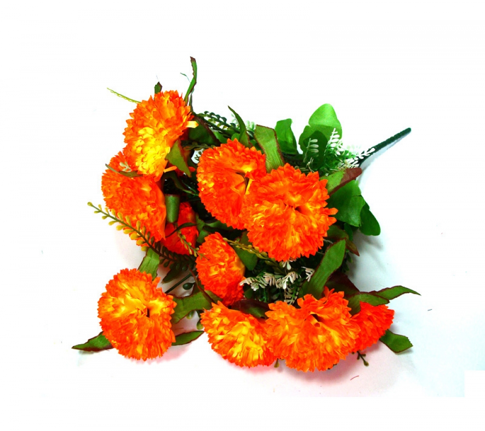 В1043 БУКЕТ ГВОЗДИКИ С ПЛАСТИКОВЫМ ПАПОРОТНИКОМ 12 ГОЛОВ 40 СМ. 1 ШТ. В УПАК.