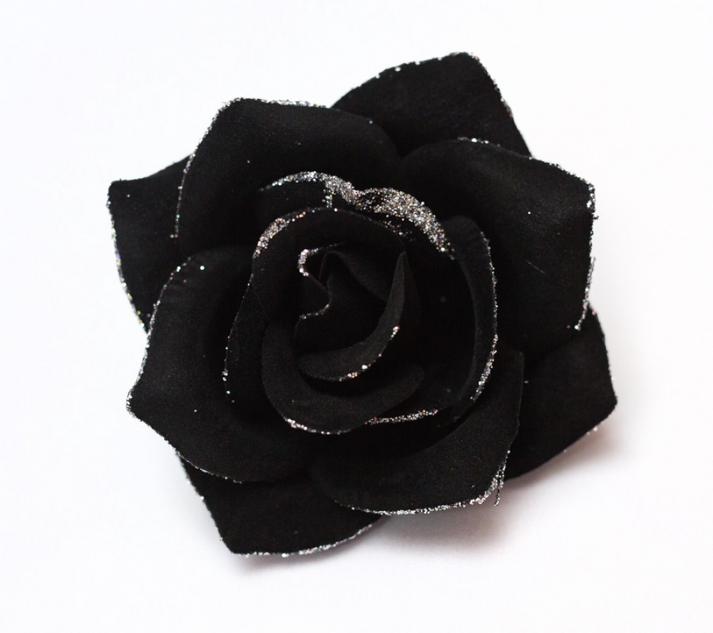 В5066 НАСАДКА РОЗЫ БАРХАТНОЙ ЧЕРНОЙ С СЕРЕБРОМ 160 ШТ В УП