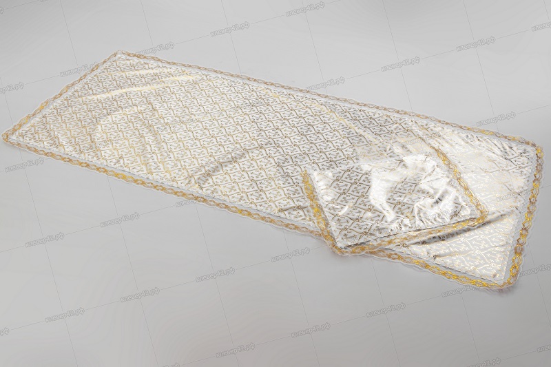 Х0017 ПОКРЫВАЛО + НАВОЛОЧКА АТЛАС  КРЕСТ ПРАВОСЛАВНЫЙ