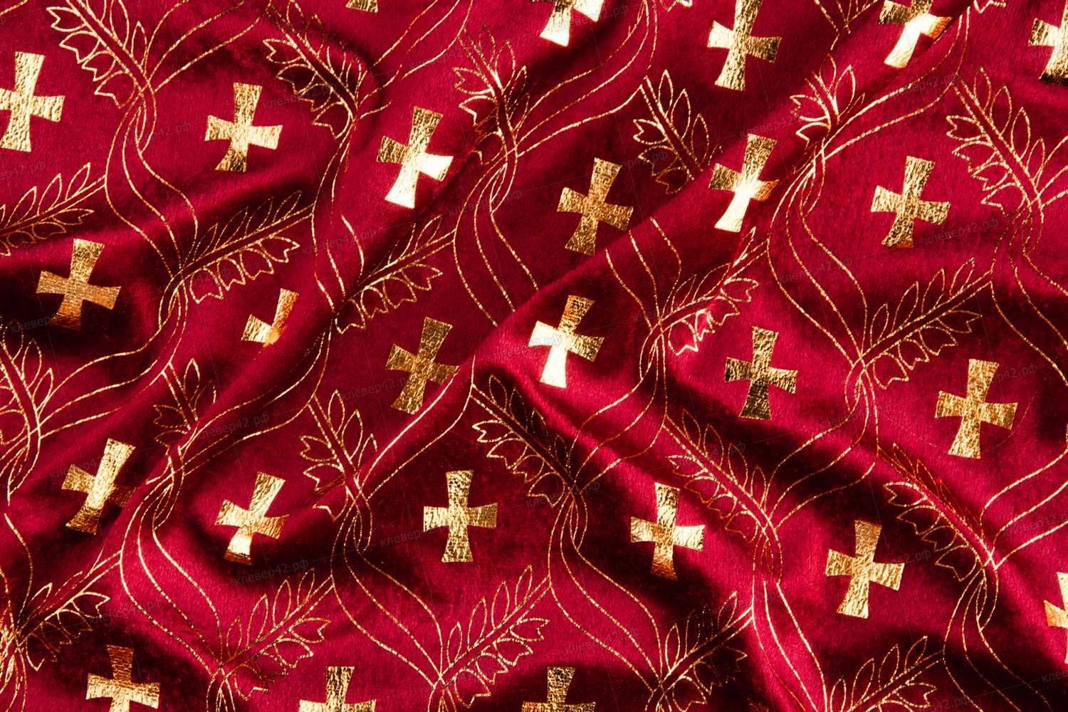 Т0051 БАРХАТ СТРЕЙЧ С ЗОЛОТЫМ НАКАТОМ (115-125 М. В РУЛ.) 150 СМ.